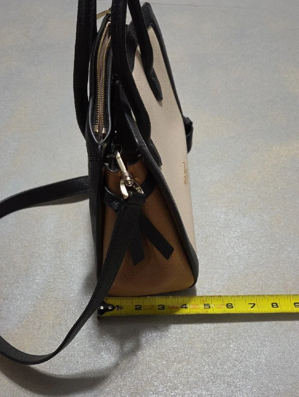 kate spade Cream, Black & Tan Leather Satchel NWOTS.